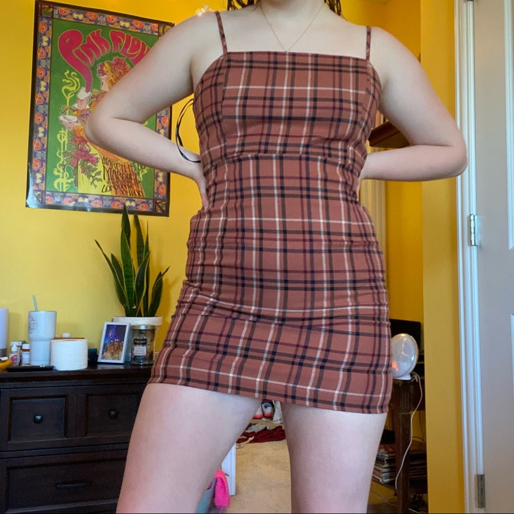 Burgundy plaid mini dress - Forever 21